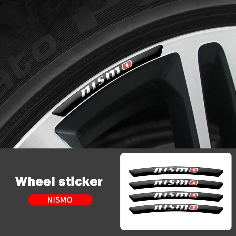 4PCS Car Rims Stickers Wheel Eyebrow Sticker For Nissan NISMO Navara T30 Z52 Qashqai NOTE Kicks Pathfinder J10 J11 X-Trail T31