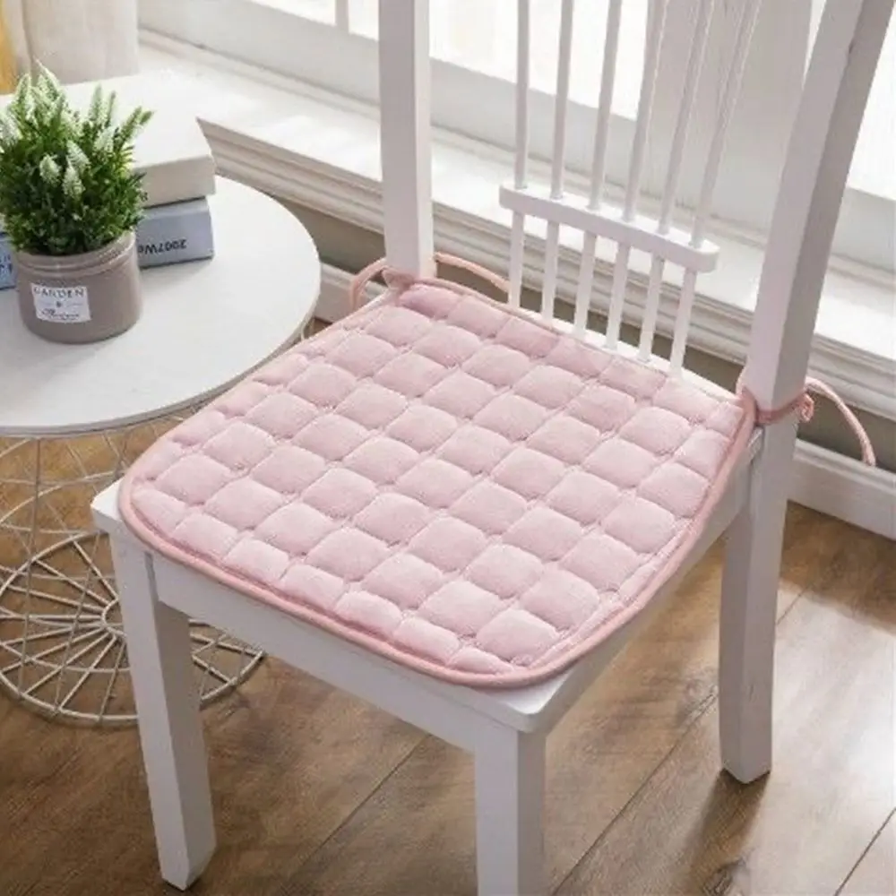 45x45cm Chair Seat Cushion Quilted Surface Tie Straps Tie On Cushion Square Shape Soft Padding Square Seat Pad Kitchen Chairs
