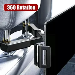 Car Back Seat Headrest Phone Holder Snap-on° Rotating Telescopic Tablet Stand For Phone Tablet 5-13 Inch