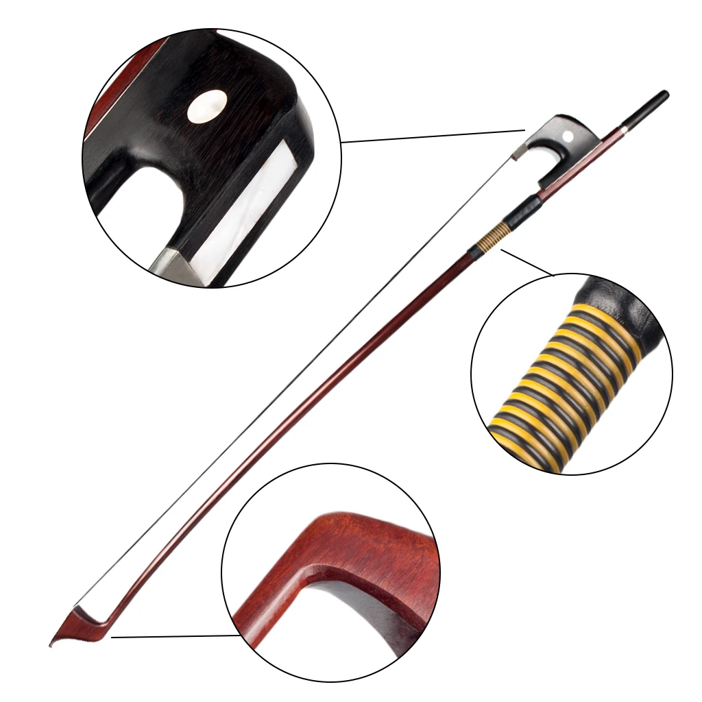 

4/4 Double Bass Bow Rosewood Well Balanced Bass Violin Fiddle Accessory Popular Choice for Musicians