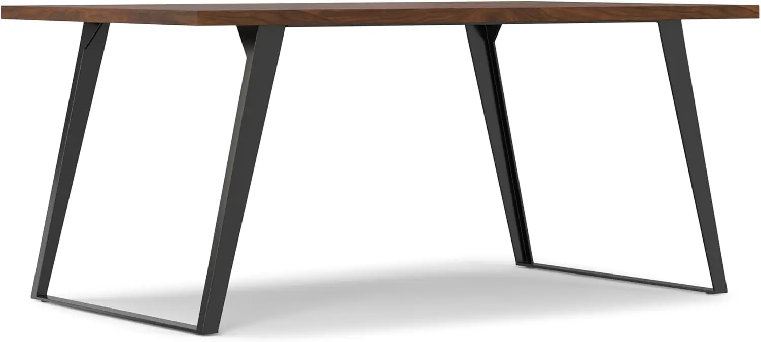 

Lowry Dining Table, Solid Wood Walnut Veneer Tabletop and Powder-Coated Iron Metal Legs in Graphite Grey,