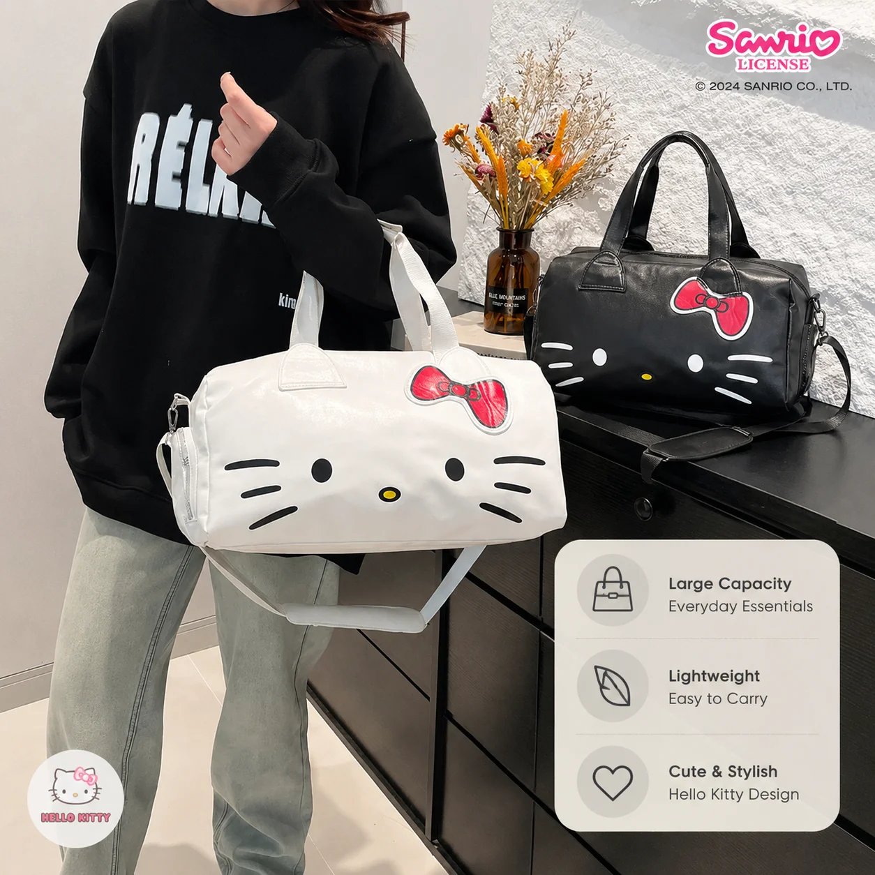 Weekender Bag Duffle - 산리오 헬로키티 여행용 더플백 대용량 스포츠
