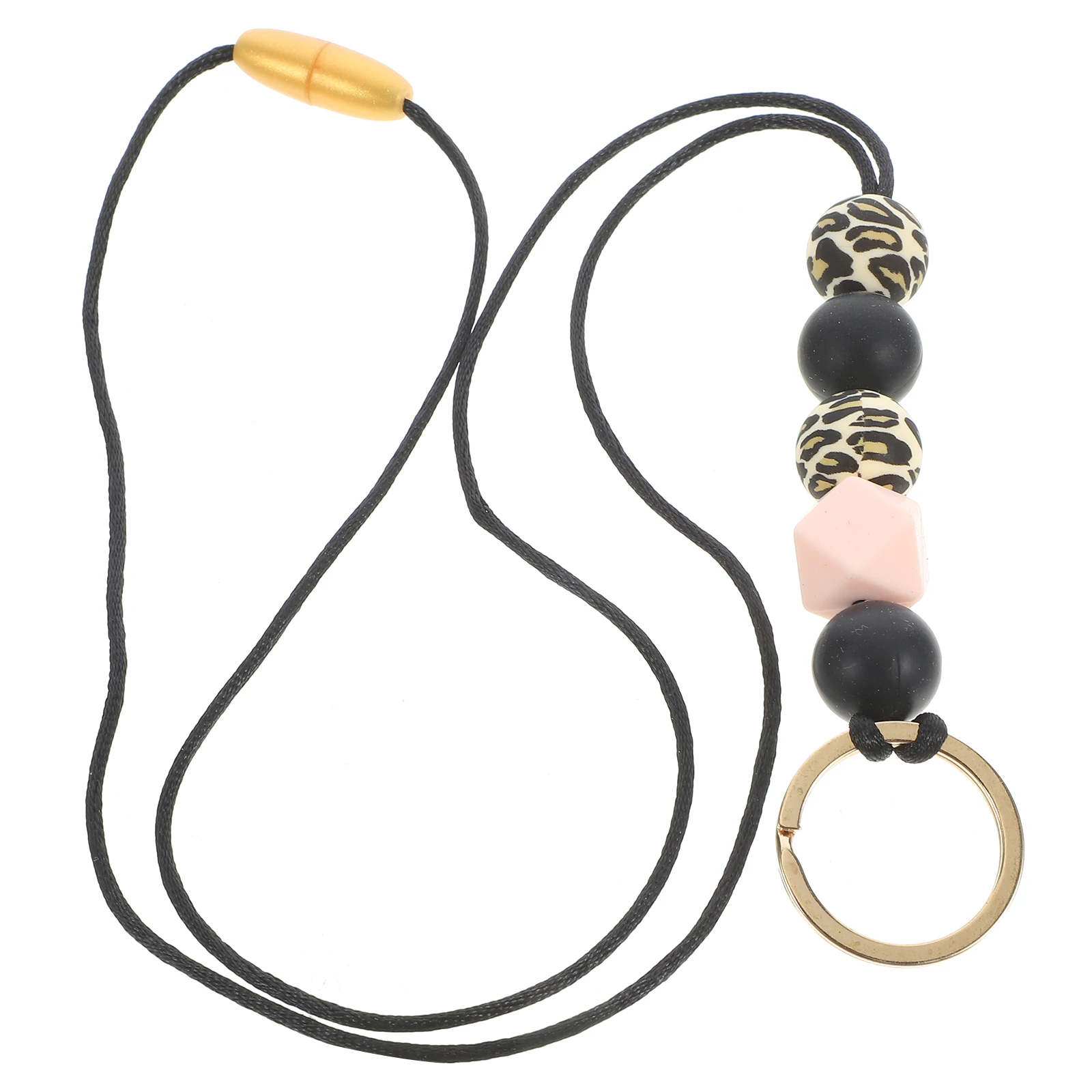 

Wooden Bead Lanyard Cute Teacher Keychain Id Badge Strap Breakaway Phone Holder Office Gifts Decorative Card String