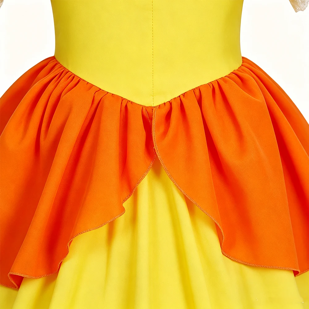 Daisy Kostüm Mädchen Gelbes Mehrlagiges Tüllkleid Kinder Halloween Karneval Geburtstagsfeier Prinzessinnenkleid 3 4 5 6 7 8 Jahre – Detail 8