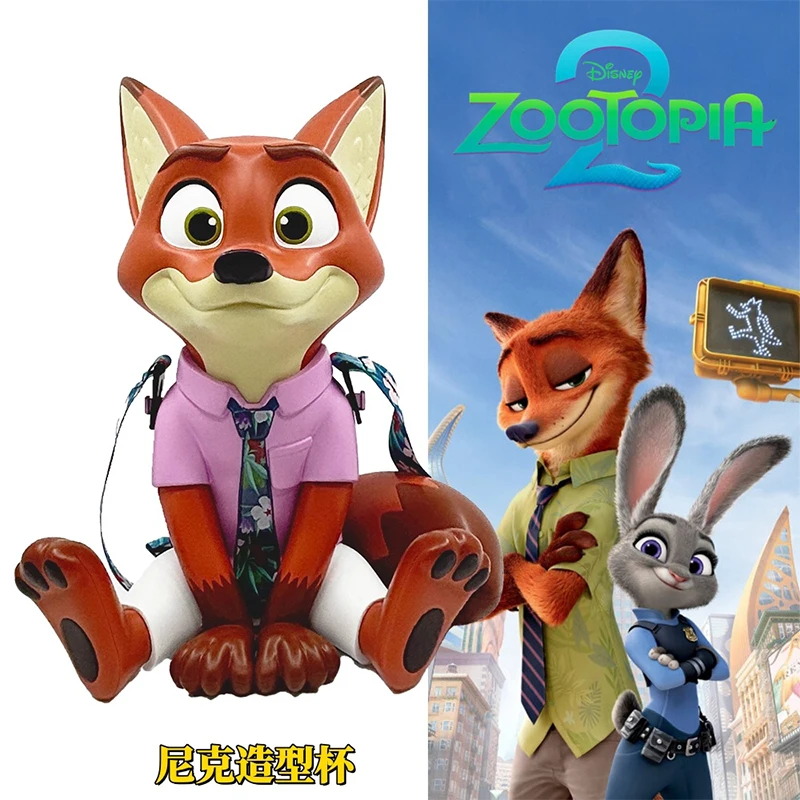 Nowe Oryginalne Gadżety Filmowe Zootopia 2 Judy Nick Figurka Anime Kubek na Wodę w Kształcie Postaci Śliczna Kolekcja z Kreskówek Ozdoba Zabawki Prezent