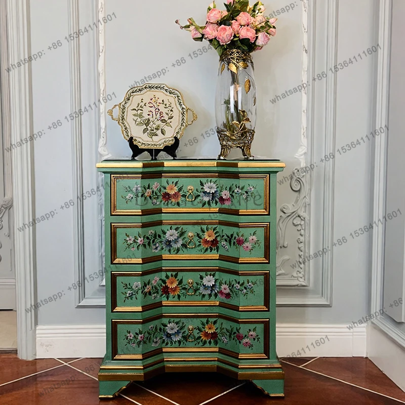 

Шкаф с четырьмя сундуками из массива дерева, окрашенный в европейском стиле для хранения вещей, гостиной, спальни, декоративный шкаф с несколькими насосами