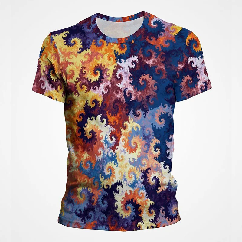 Abstract Art Irregular Texture T Shirt For Men Fashion Summer 3D Print T-shirt Casual Short Sleeve Streetwear Tops Tee Clothing