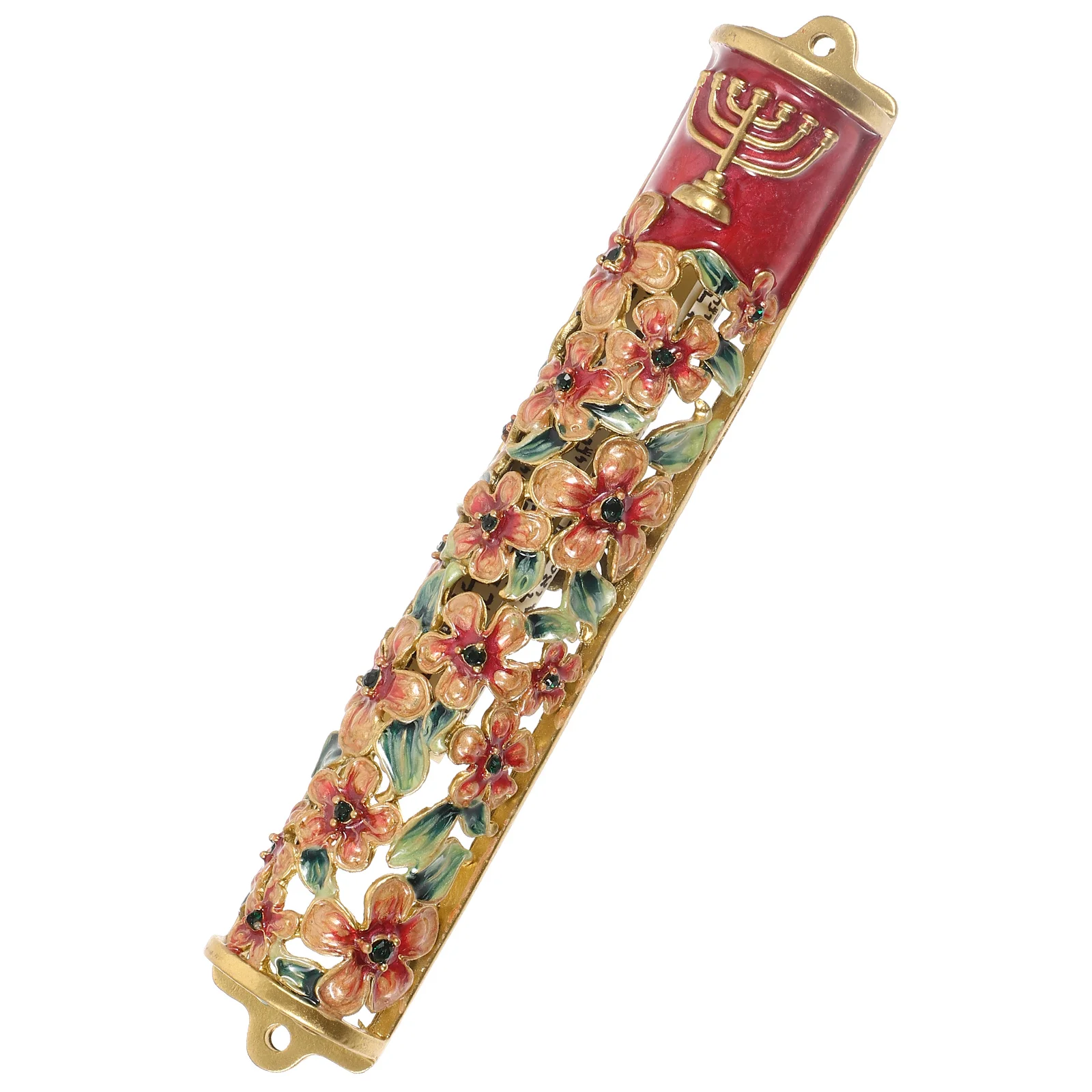 Wishing Charm Mezuzah Decor for Door with Scroll Blessing Metal Cover Hanukkah Decorations Retro