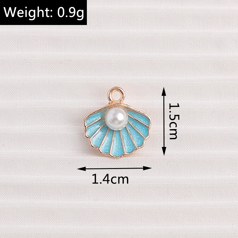 10 Stück 14 x 15 mm niedliche Emaille-Muschel-Anhänger für Schmuckherstellung, Tropfen-Ohrringe, Halsketten, Armbänder, DIY-Bastelzubehör – Detail 1