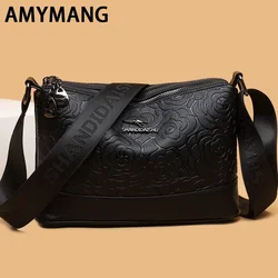 3 Pocket Design Women's Handbag Large Capacity PU Leather Women Tote Bags Fashionable Printing Simple Female Crossbody Bolsas
