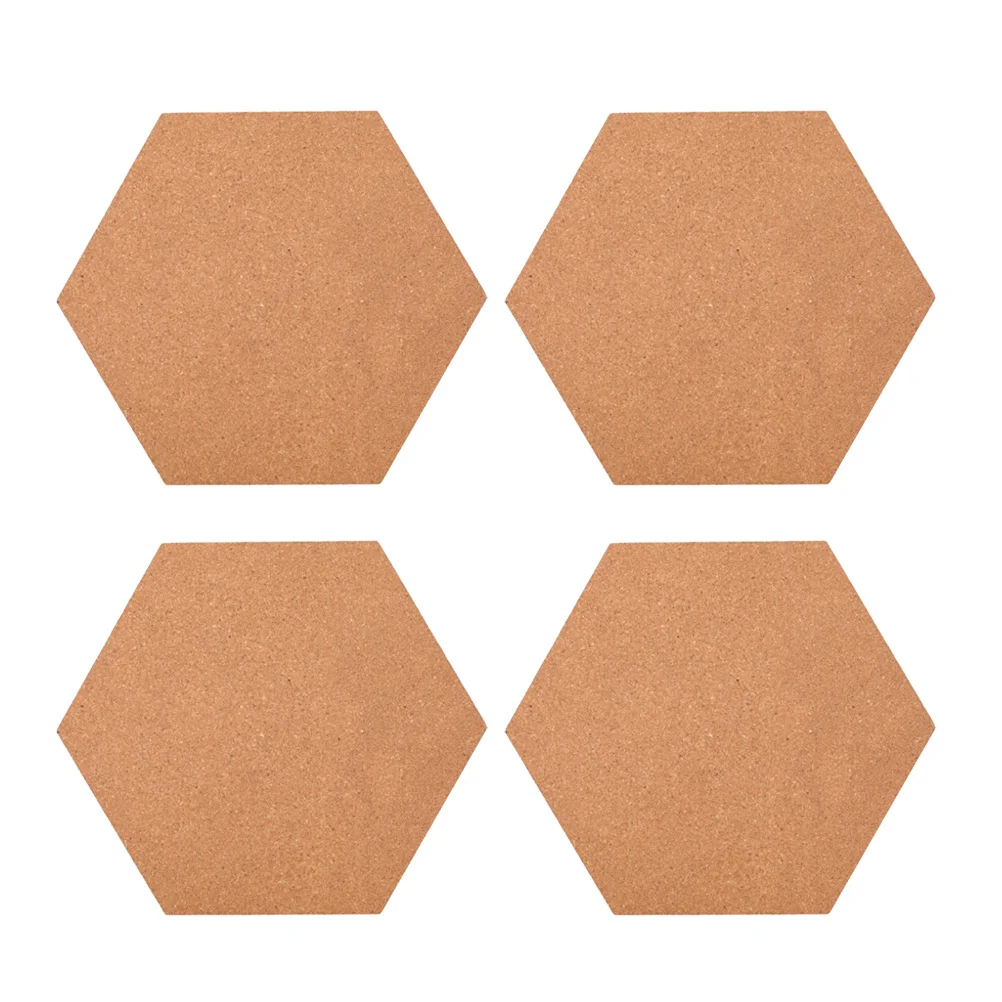 4 قطعة لوحات الفلين السداسية البني ذاتية اللصق جدار خلفية رسالة لوحات للمنزل مكتب عرض الصور لوحة الفلين مسدس #6