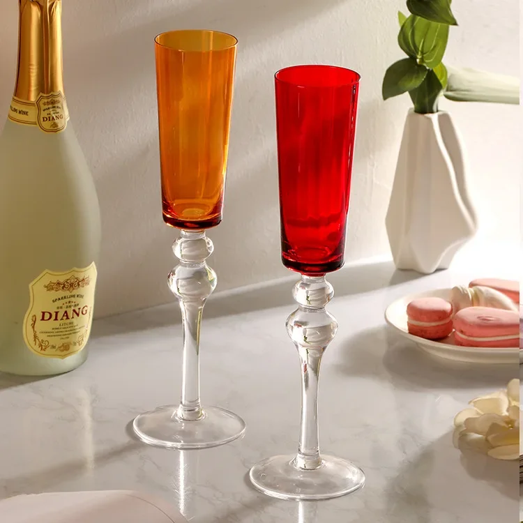 Beaded Champagne Glass Luxury Vintage Crystal Highball Cup Colorful Prism Bubbly Wine Goblet