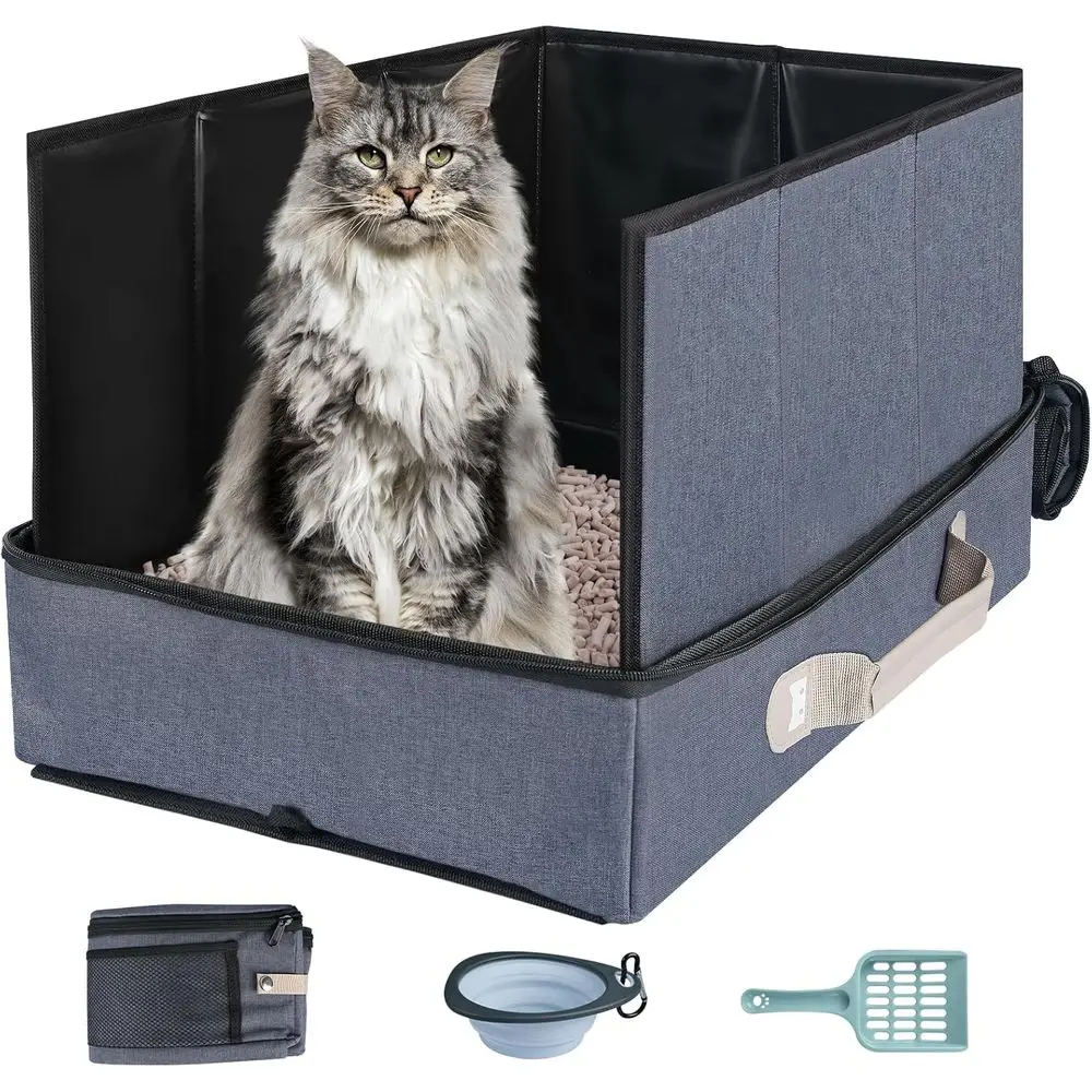 

17,7 x 13,5 x 13,75 Дорожный лоток для кошек, портативный лоток с защитой от мочи и жестким дном, складной лоток для кошачьего туалета для