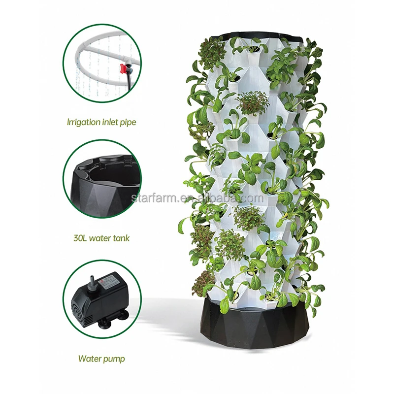 Professional Hydroponic Pineapple Tower Vertical Farming Planter Pump Aquaponic Irrigation 30L Balcony Decoration Easy Watering