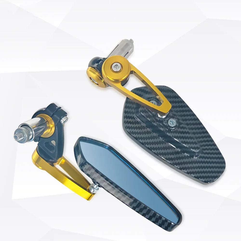 Universal Aluminum Rearview Mirror For Motorcycle Handlebar Mirror Carbon Fiber Pattern Anti Glare Blue Glass Side Mirror