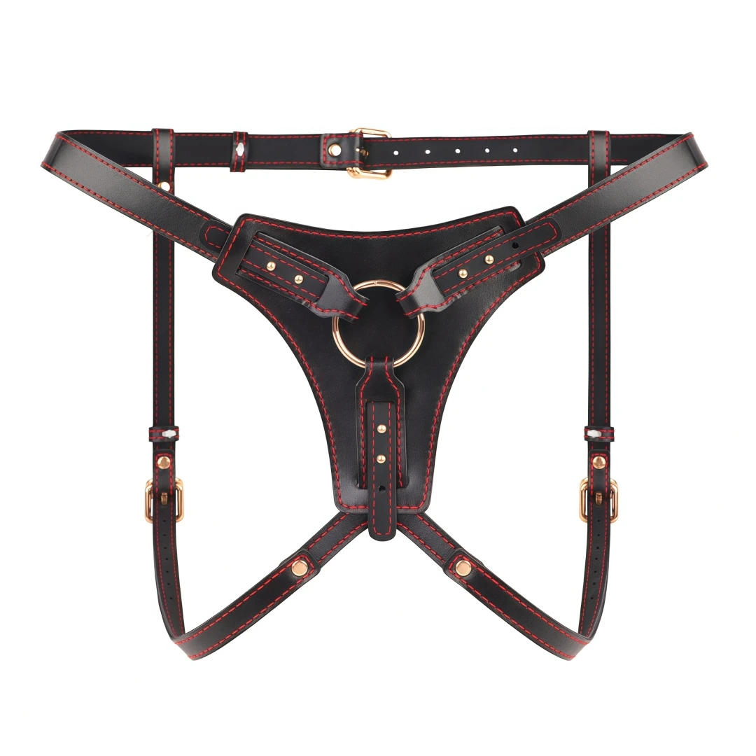 Wearable Strap On Dildo Harness Pants PU Leather Adjustable Pegging Harness Belt BDSM Bondage Underwear Sex Toy for Women Men - Image 2
