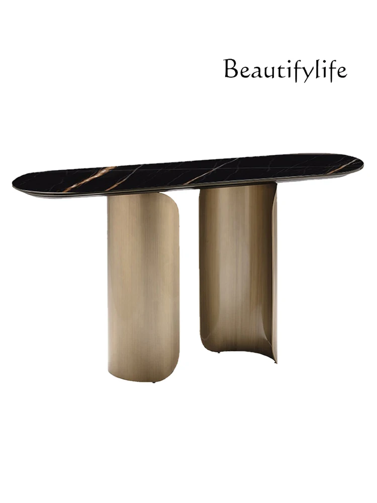 Modern Entry Lux Style Marble Console Tables Stainless Steel Wall Side Table Hallway Corridor Long a Long Narrow Table