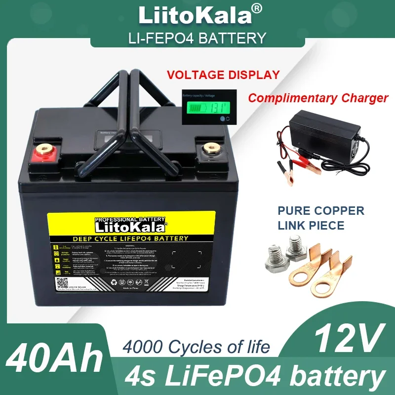 LiitoKala 12V 310ah 280ah 120AH 180ah LiFePO4 Battery 12.8V Lithium Iron Phosphate Golf cart Touring car 14.6V Charger Duty-free