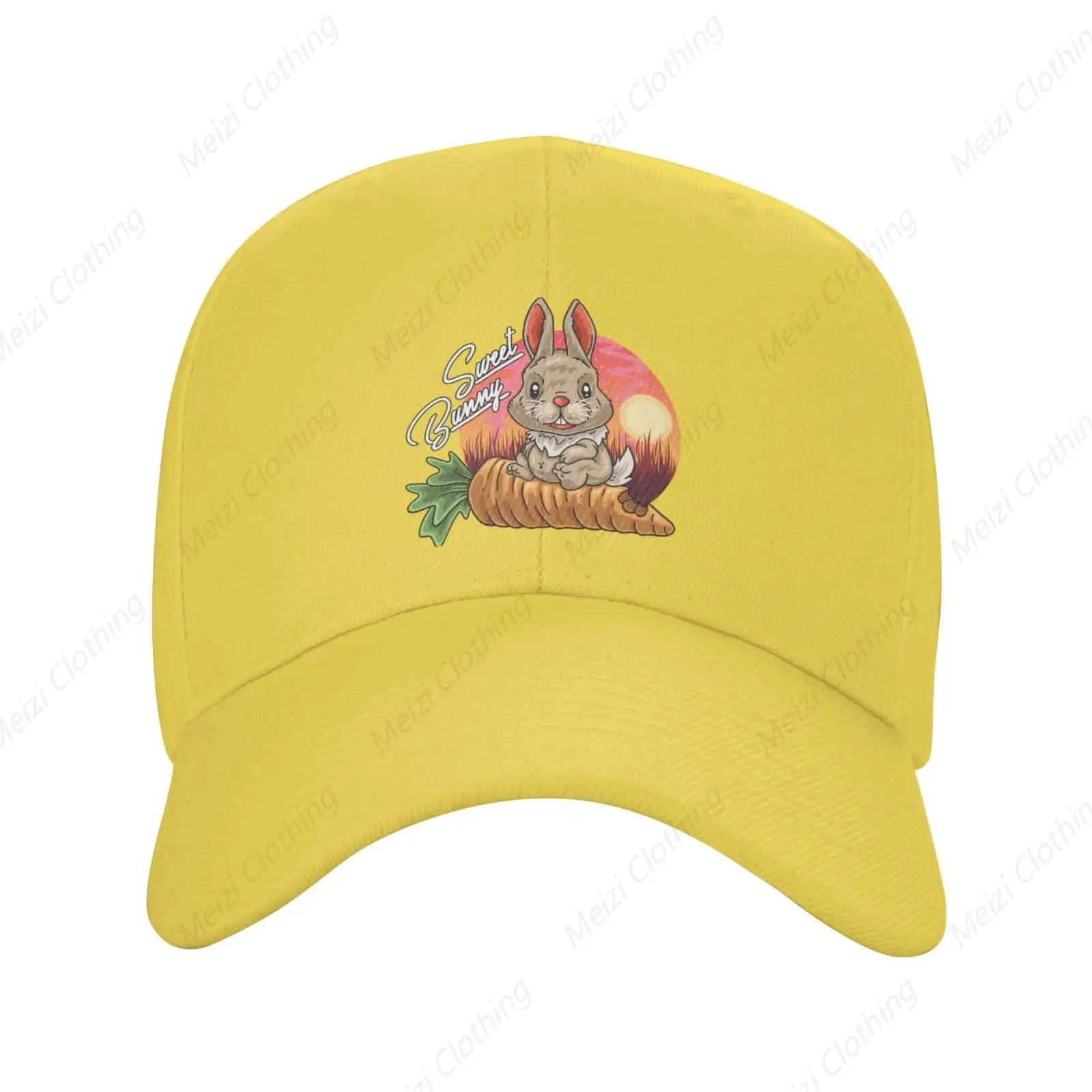 

Sweet Bunny Wearing Carrot Print Baseball Cap Adjustable Sun Shading Truck Cap For Men And Women Outdoor Activity Dad Hat