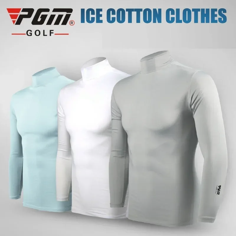 PGM Men\'s Sun Protection Golf Shirt Underwear Long Sleeve Cooling Ice Silk T-shirts Anti-UV Soft Apparel For Men YF202