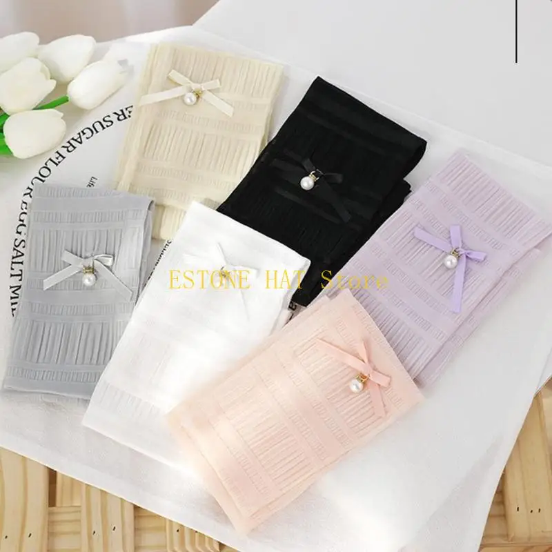 49MF Wedding Elastic Sleeves Cover with Bowknot Decors Removable Bridal Long Gloves Arm Cover Elegant Wedding Accessories