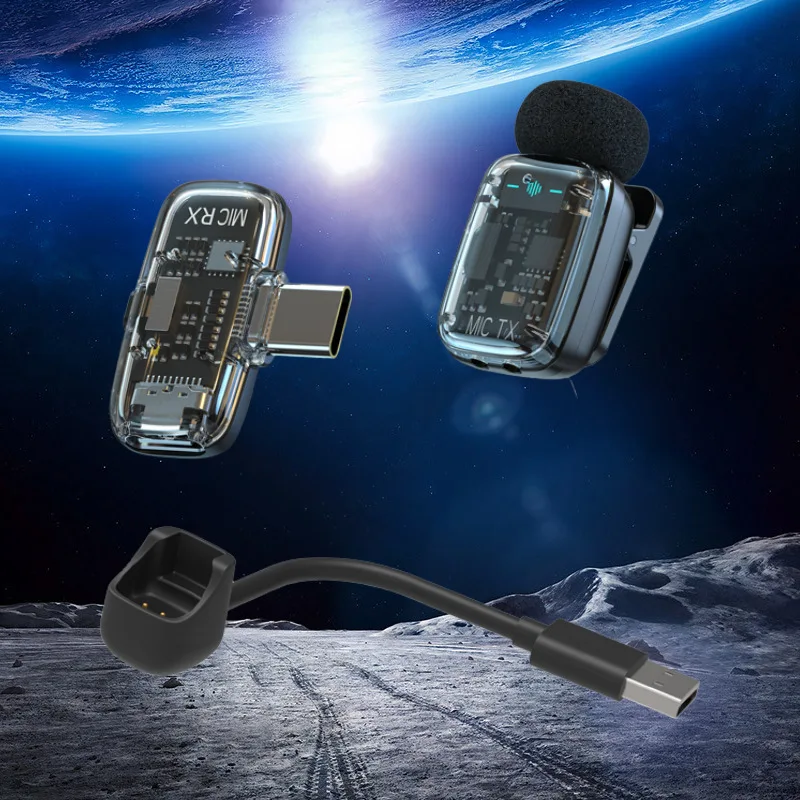 ميكروفون لاسلكي Lavalier ستيريو 2.4G ميكروفون خارجي مزود بخاصية إلغاء الضوضاء للهواتف الذكية وبث مباشر ومقابلة صغيرة #2