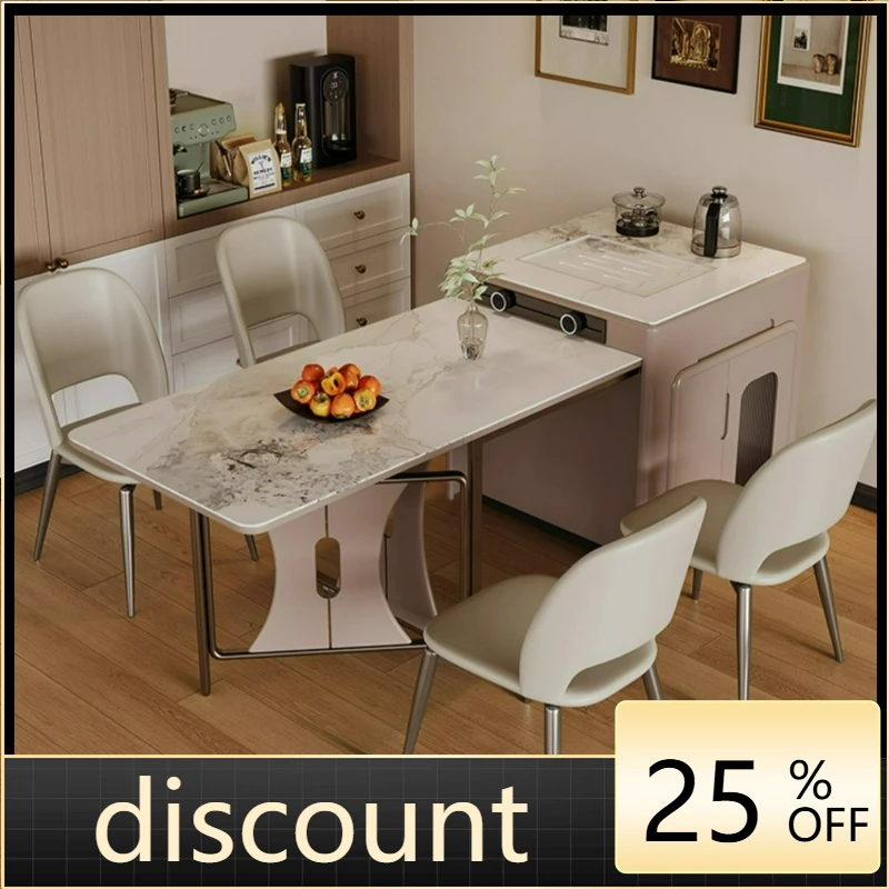 

LTT small apartment folding telescopic island dining table household modern simple multi-functional rock slab middle island