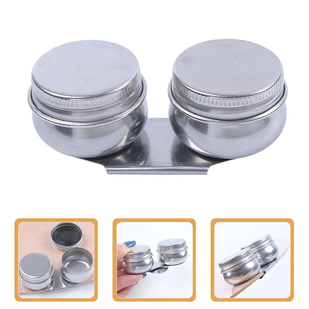 Stainless Steel Pencil Pot Oil Palette Cup Painting Cleaning Container Palettes Thinner Double Lid Design Dipper Coloring Tools