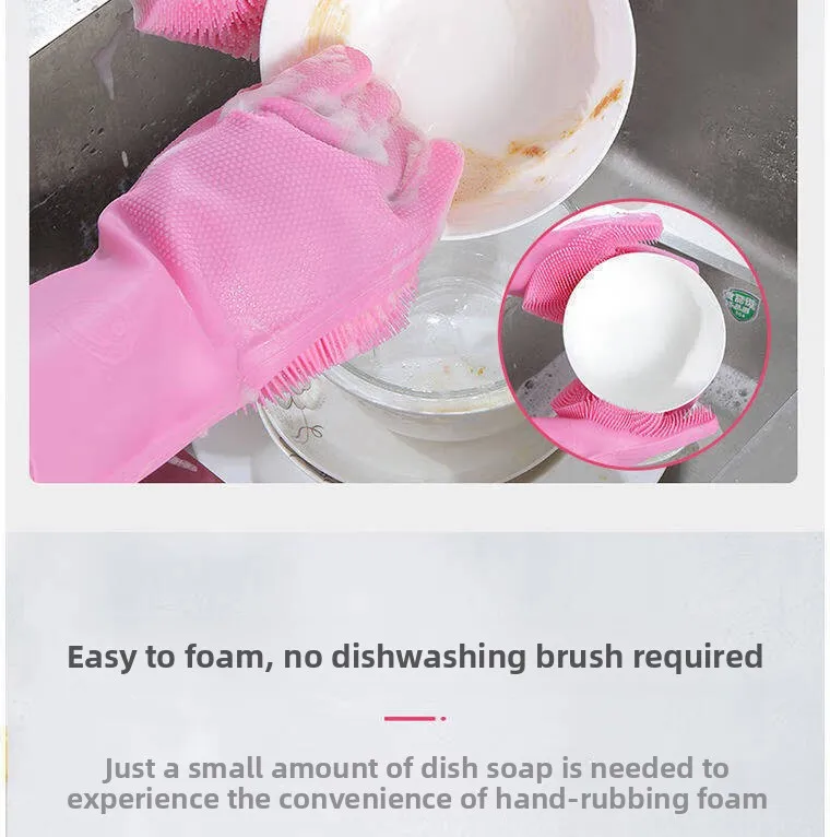 Silicone Dishwashing Gloves, Magic Gloves, Durable, Wear-Resistant, Waterproof Rubber Gloves for Special Use