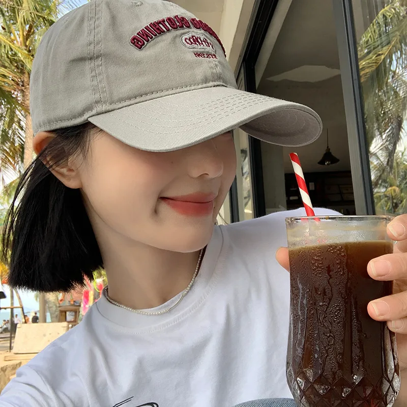 

Wide Brim Face Slimming Baseball Cap Big Head Adjustable Breathable Unisex Minimalist Korean Style