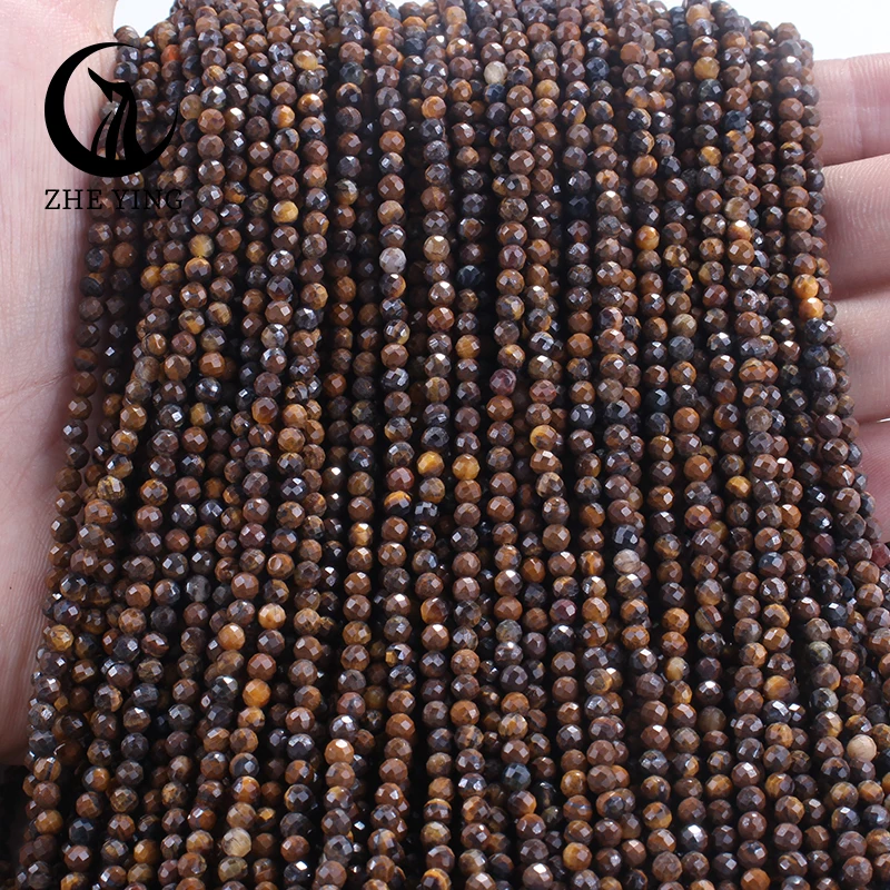 

3mm Natural Faceted Yellow Tiger Eye Stone Beads Loose Spacer Beads for Jewelry Making DIY Bracelets Necklace Accessories 15''