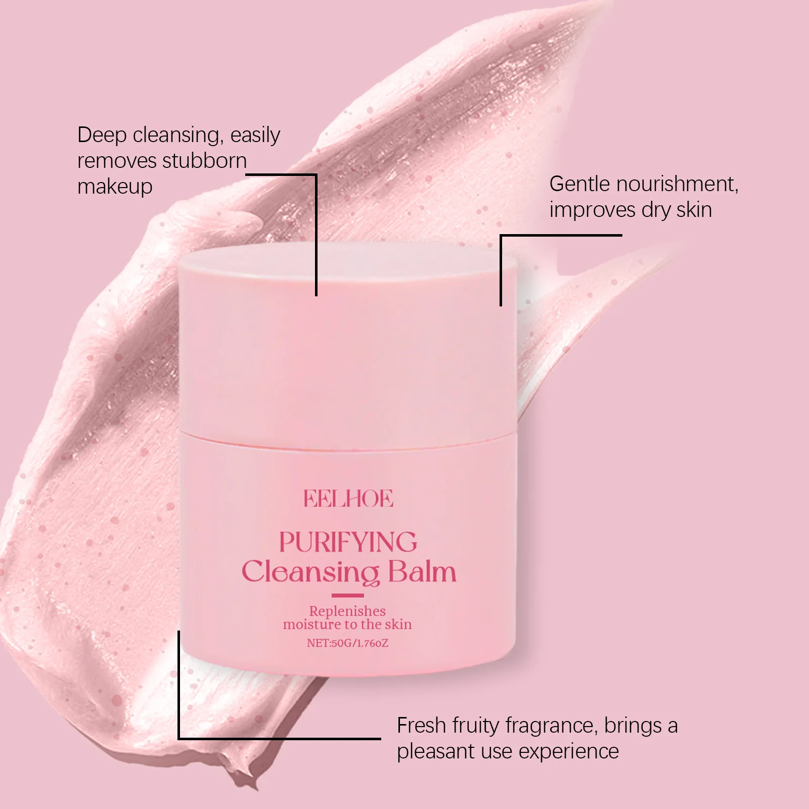 Picture 3: Eelhoe Strawberry Gentle Makeup Remover Cream Shrink Pores Reduce Blackhead Keep Moisturize Oil Control Facial Deep Clean Creams