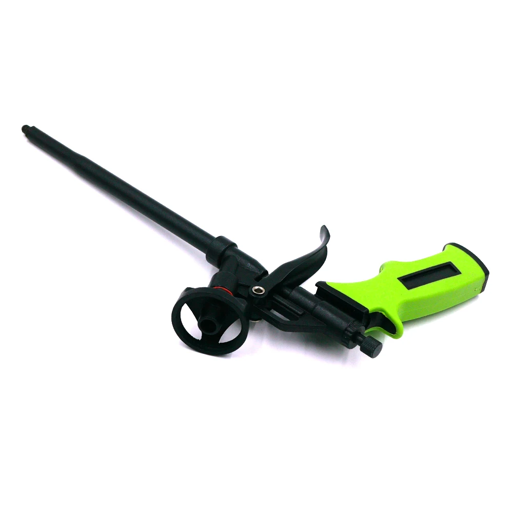 Pistola de calafateo de espuma Manual verde, dispensador expansible, pistola pulverizadora de espuma PU, aplicador de aplicación para calafateo/relleno/sellado