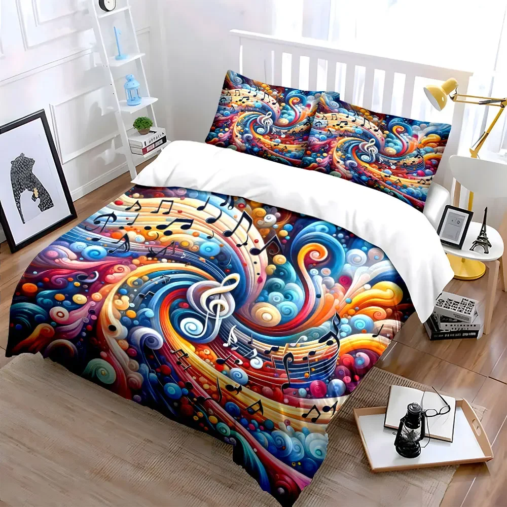 Music-Themed Abstract Art Set Multiple sizes kid's and adults' bedroom Exquisite 3PC bedding set, gift