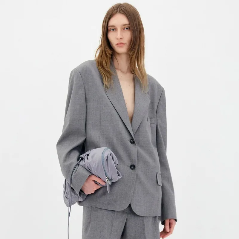 Blazer grigio di lusso da donna 2024 autunno e inverno nuovo stile di pendolarismo Casual di fascia alta