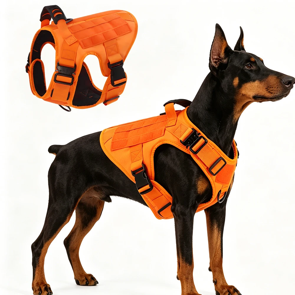 Taktisches Hundegeschirr, kein Ziehen, Militär-Trainingsweste mit MOLLE-System für mittelgroße und große Hunde, für Spaziergänge, Wandern, Jagd im Freien