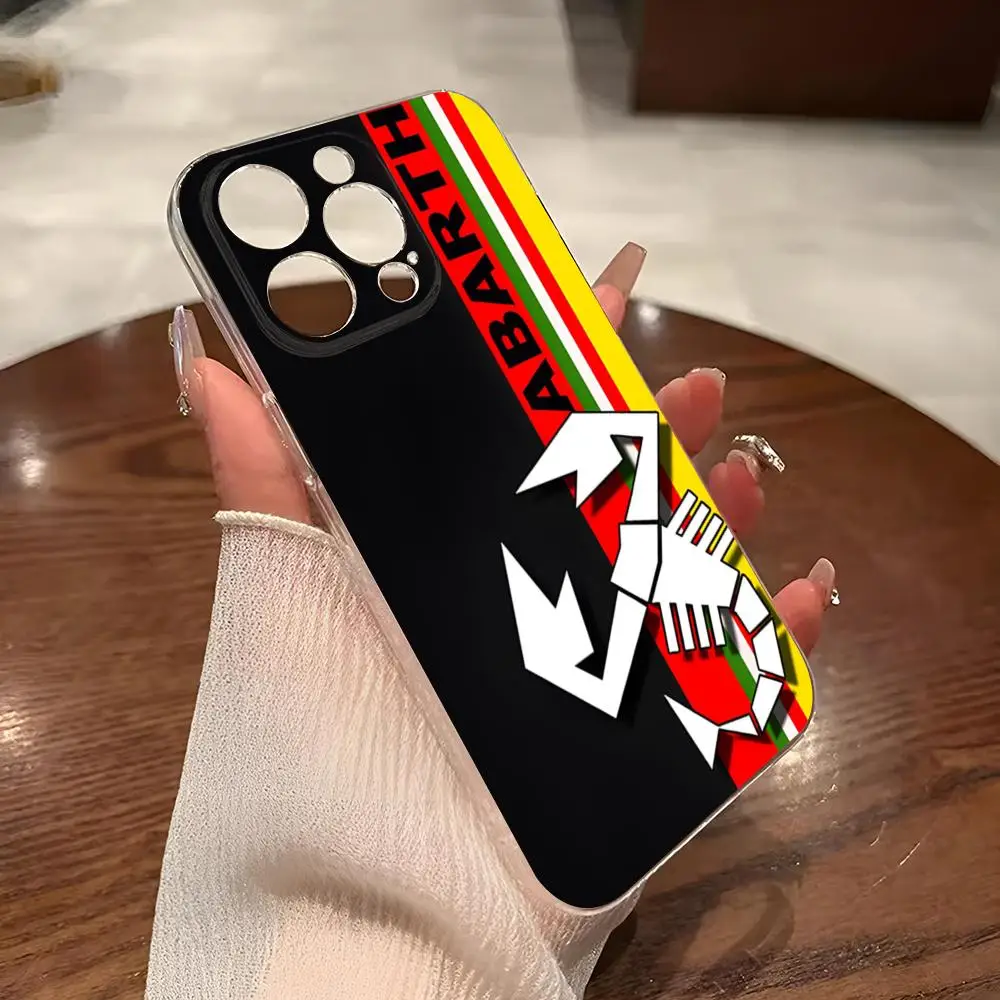 Abarths เคสโทรศัพท์ลายรถแข่งสำหรับ iPhone 14Pro 16 15 11 12 14 PRO MAX MINI 8 PLUS XR XS SE2020ฝาครอบใส