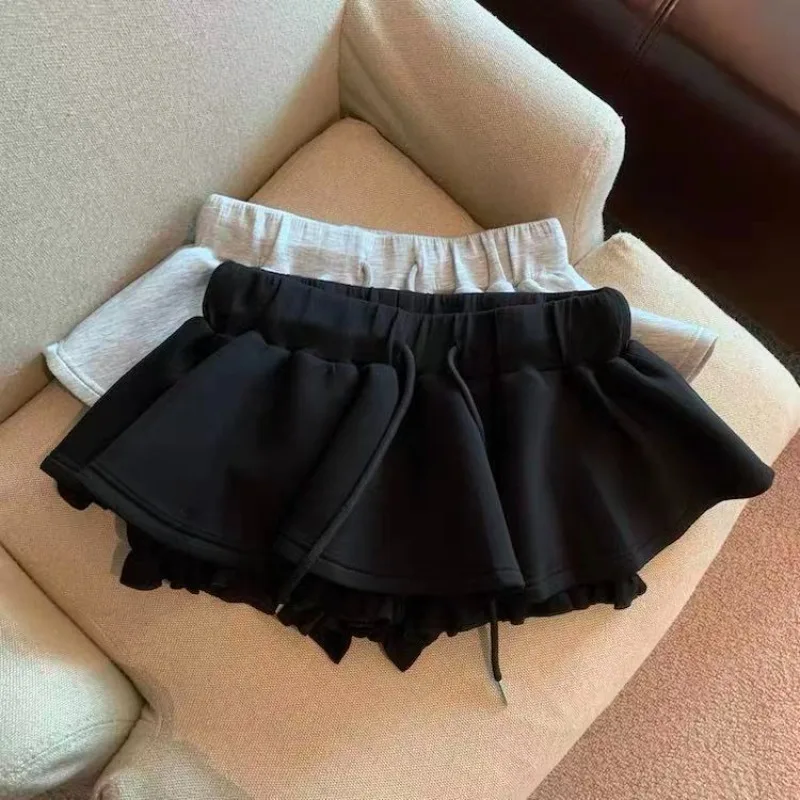 Black Sexy Bud Skirt Women Culottes High Waist A Word Fluffy Mini Skirt