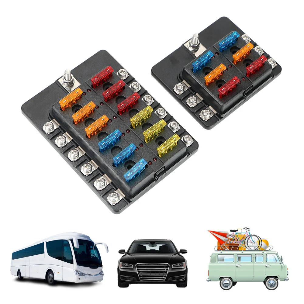 

100A 32V Blades Fuse Block Surge Protector RV Supplies Car Fuses Box Trailer Truck Boat Accessories M4 M5 Threaded Stud 6 Ways