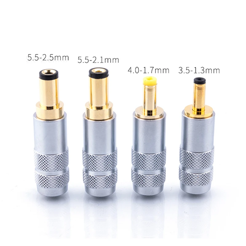 

1PC Pureline Quality Copper Plated Gold 5.5 X 2.5 5.5 X 2.1 4.0x1.7 3.5 X 1.3 mm DC Power Jack Male Plug Metal Connector Adapter