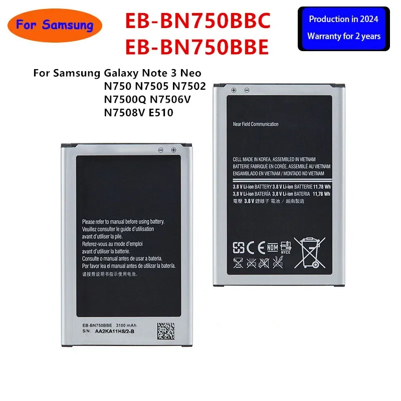 

Brand New EB-BN750BBC EB-BN750BBE 3100mAh Battery For Samsung Galaxy Note 3 Neo N750 N7505 N7502 N7500Q N7506V N7508V E510