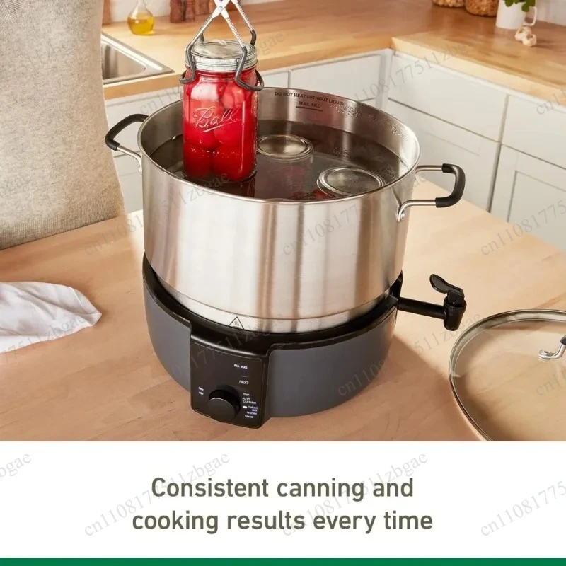 21 Quart Automatic Heating Electric Water Bath Canner Multicooker with Steamer Function for Home Canning