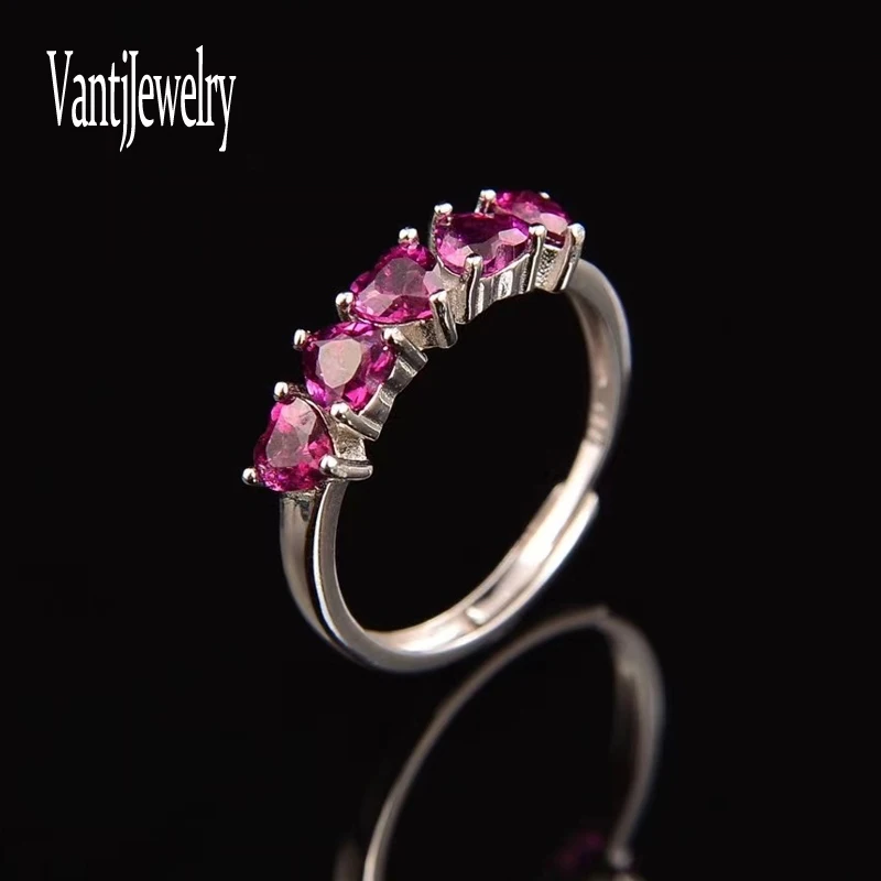 

Natural Rhodolite Garnet Heart Ring Sterling 925 Silver Amethyst Citrine Gemstone 4mm for Women Wedding Birthday Jewelry Gift