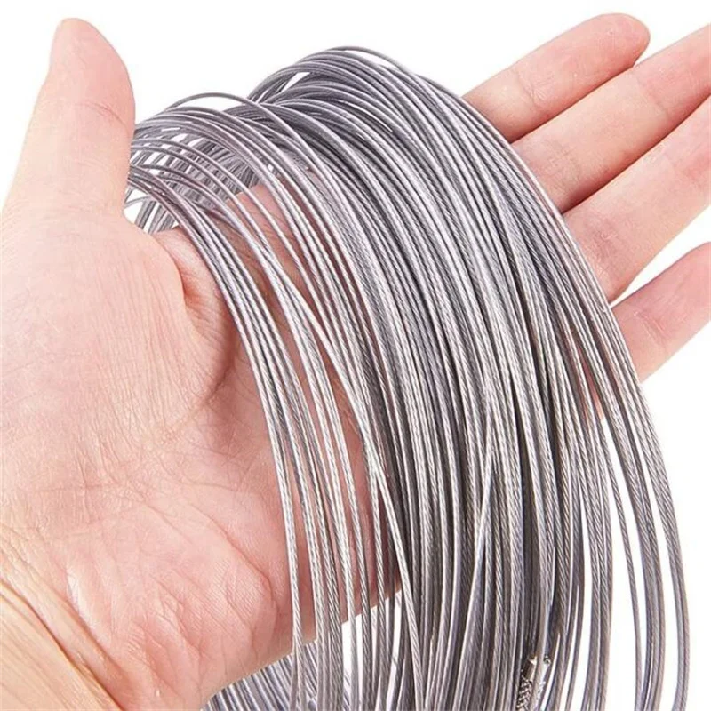 10Pcs/Lot 46cm Silver Stainless Steel Necklace Jewelry Wire Cord Craft Accessoires Keyring Making Choker Bracelets DIY Tool