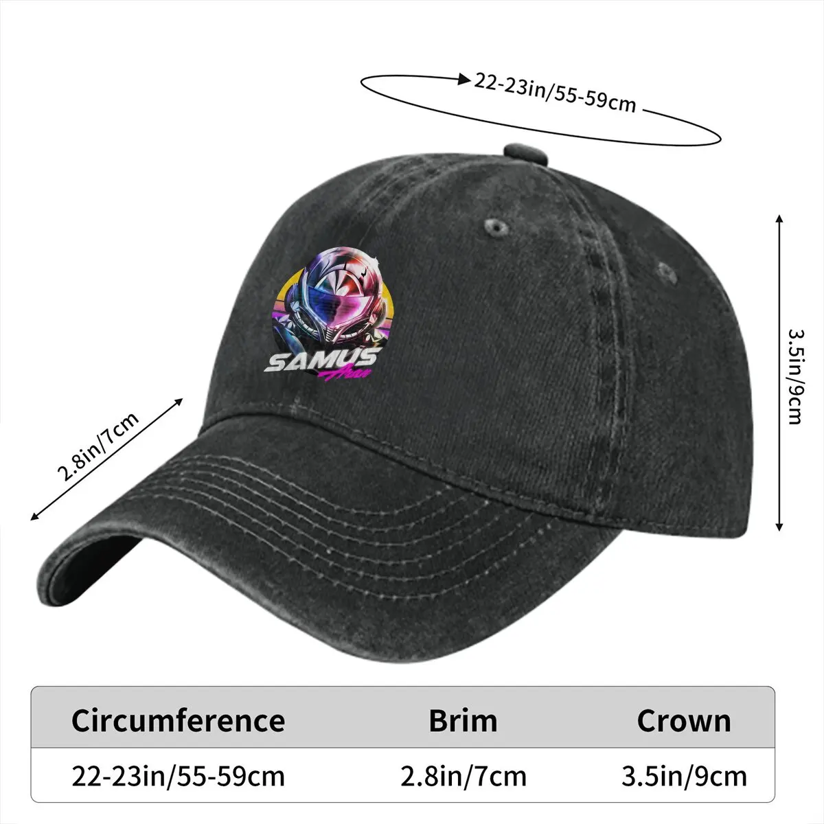 Washed Men's Baseball Cap Samus Aran Trucker Snapback Cowboy Caps Dad Hat Super Metroid Golf Hats