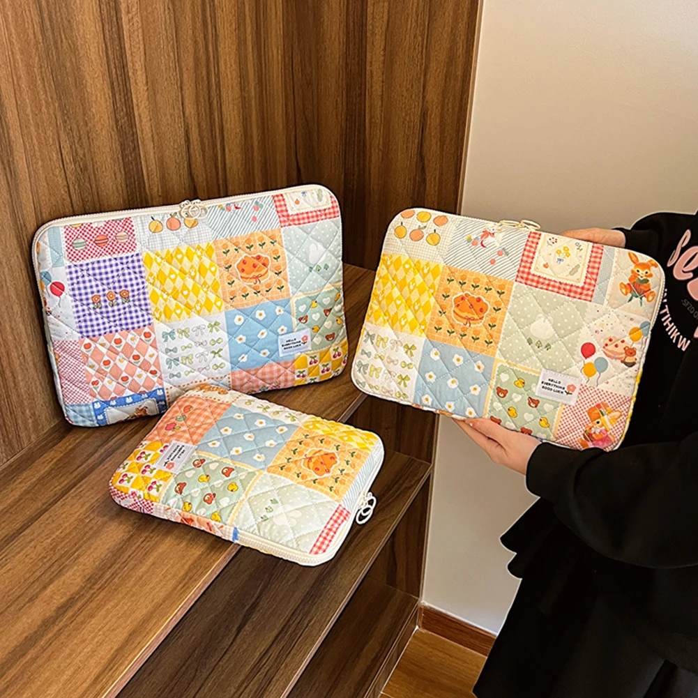 Laptop Bag Tablet Cover Lattice Bags Cartoon Pattern 11/13/15 In Sleeve Quilted Padded Notebook Shockproof Clutches Carrying Bag