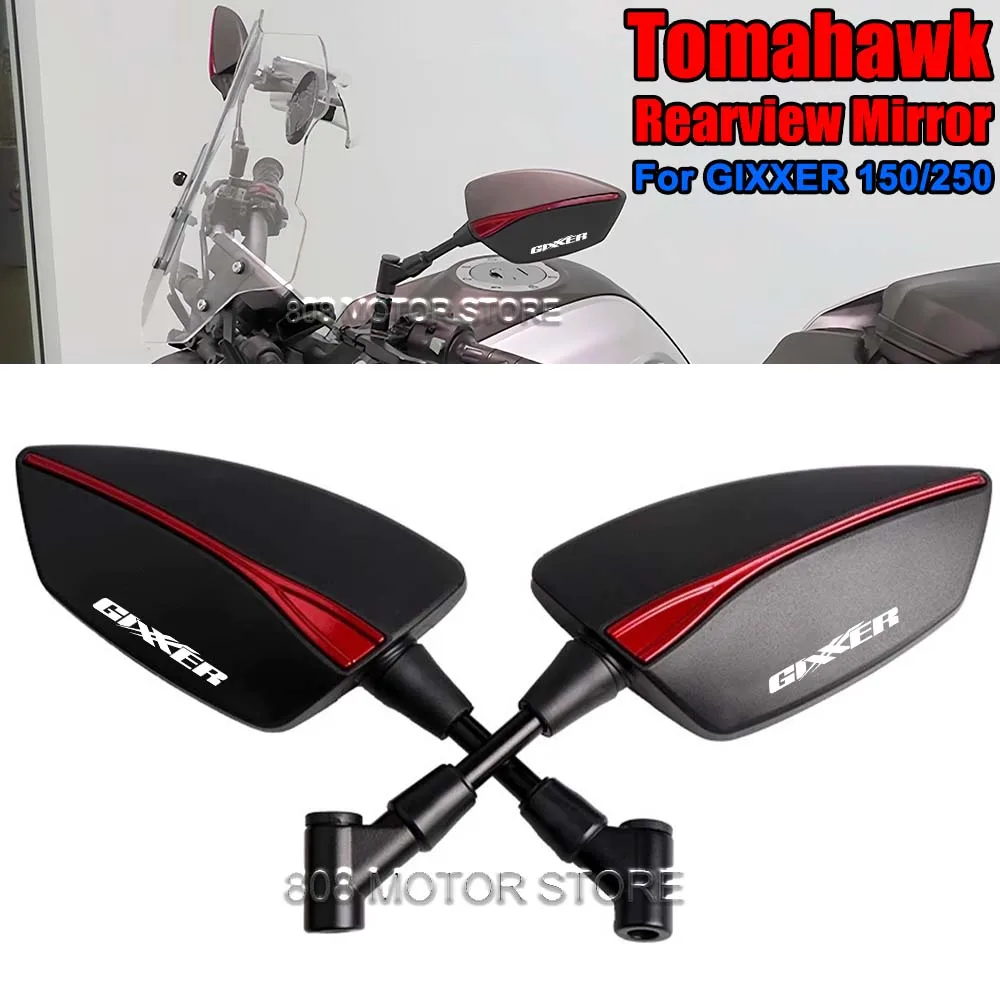 

For Gixxer 150 250 Universal CNC Aluminum Tomahawk Rearview Mirrors 8mm 10mm Motorcycle Side Mirrors