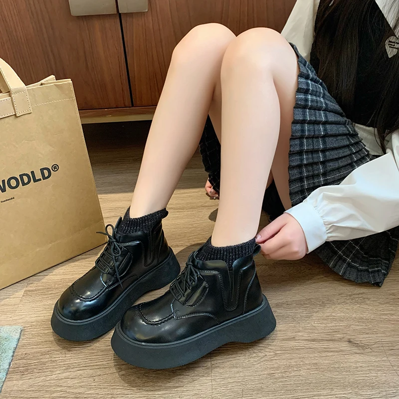 

Fleece-lined boots, thick-soled work snow boots, versatile stylish ankle boots for winter, M388