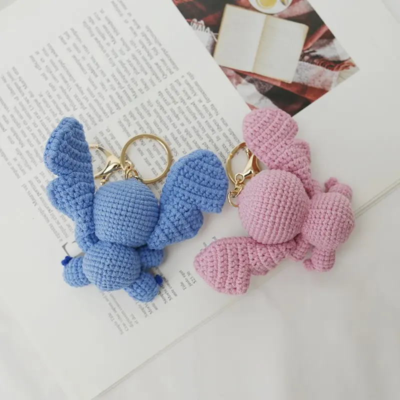 Cartoon Animal Handmade Woven Knitting Yarn Keychain Wool Thread Hook Weaving Mini Anime Figure Key Accessory for Bag/Car Decor