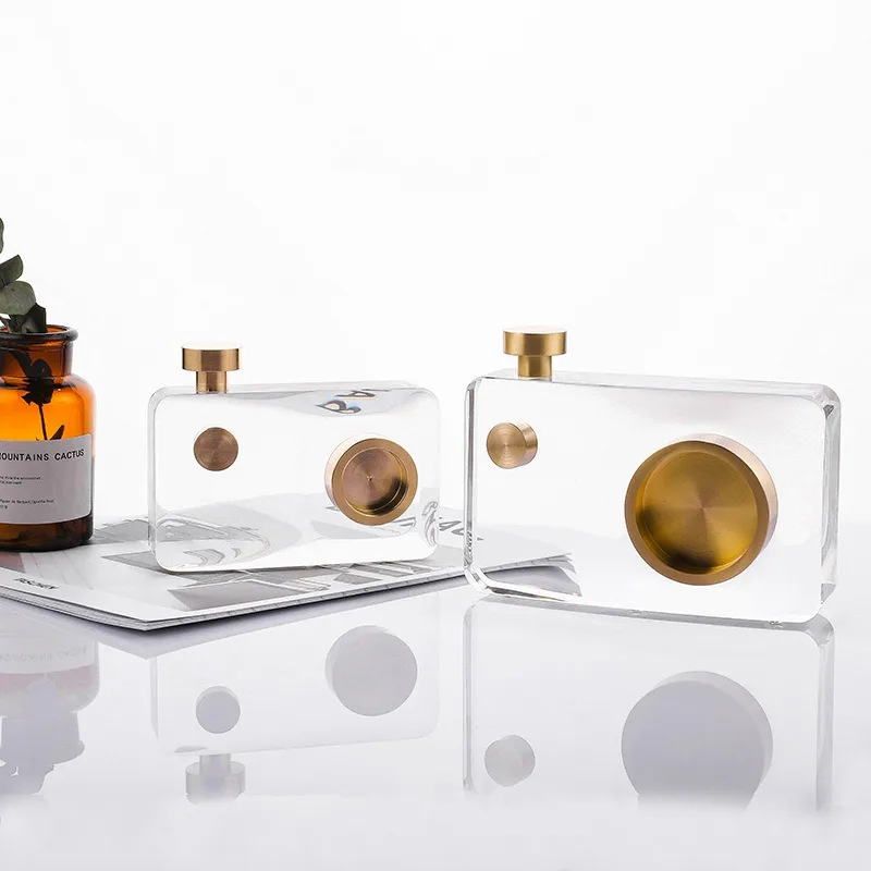 1Pcs Vintage Crystal Camera Ornament, Glass Binoculars Model